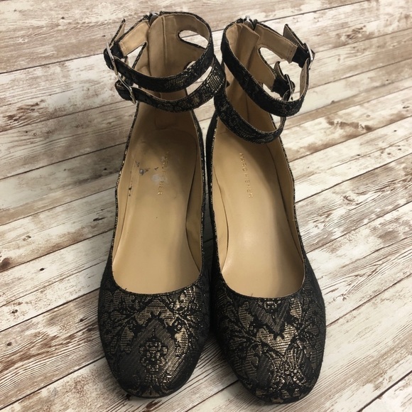 Marc Fisher Kary Embroidered Heels with Ankle Strap And Block Heel - Picture 2 of 7